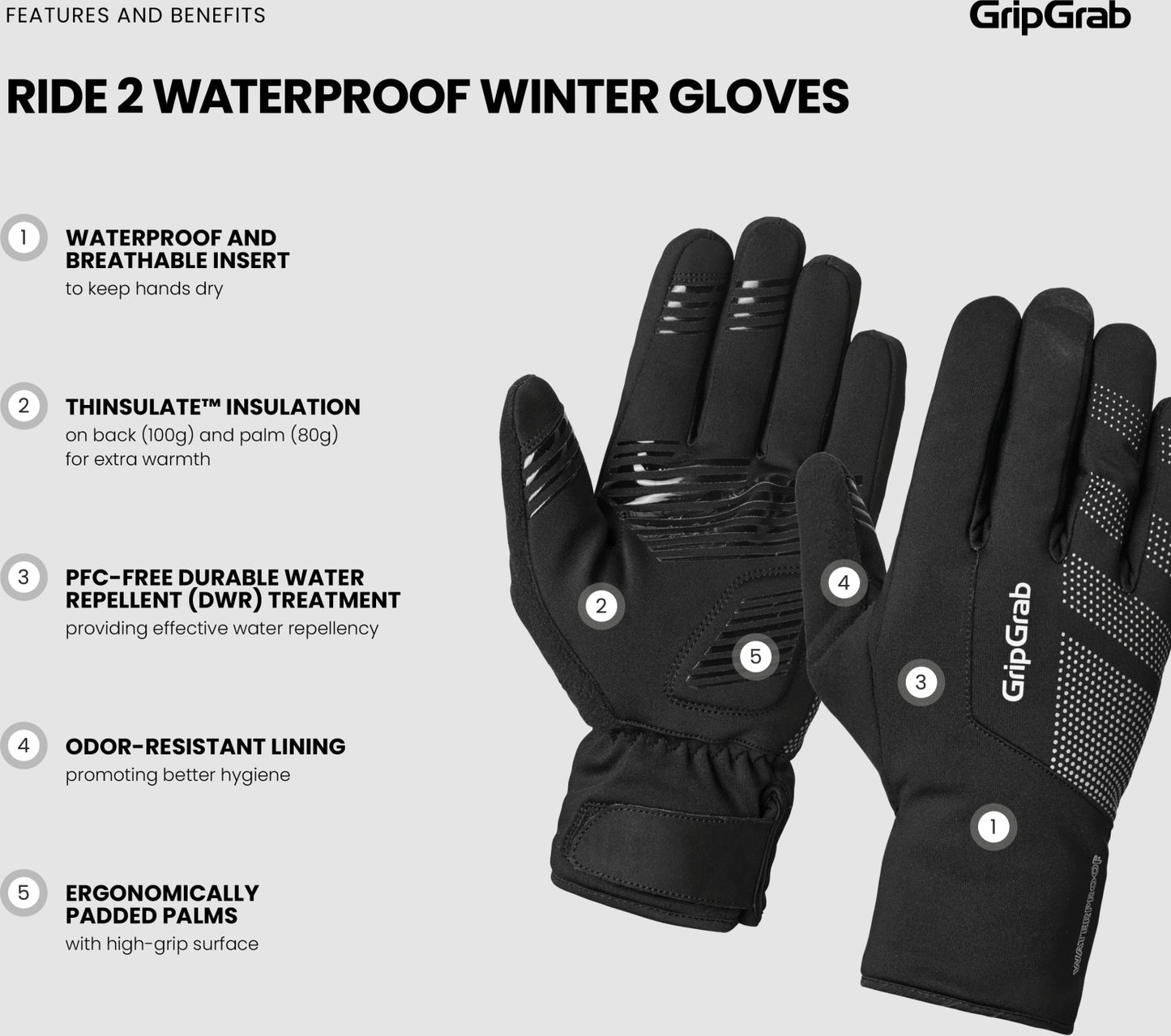 GripGrab RIDE 2 Waterdichte winterhandschoenen Haaghoek